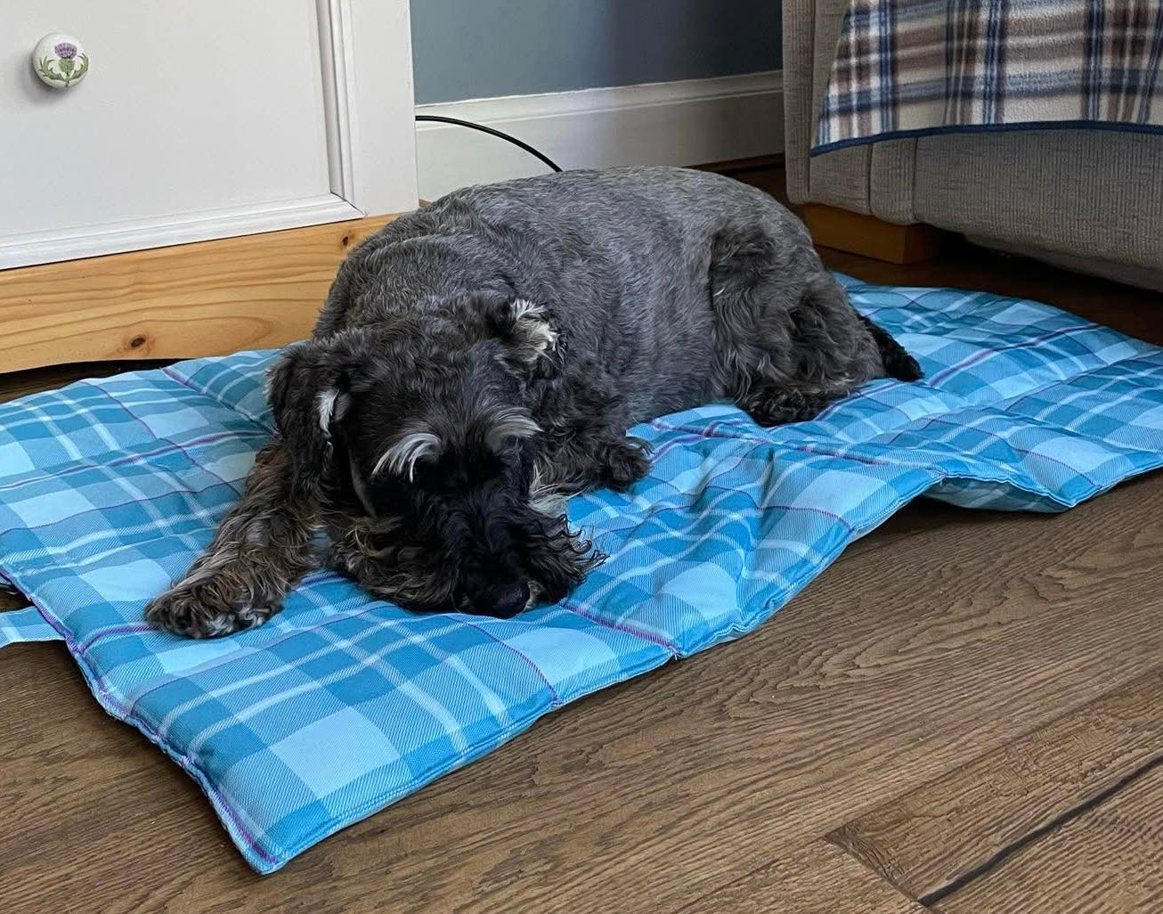 Turquoise Tartan Travel and Settle Mat