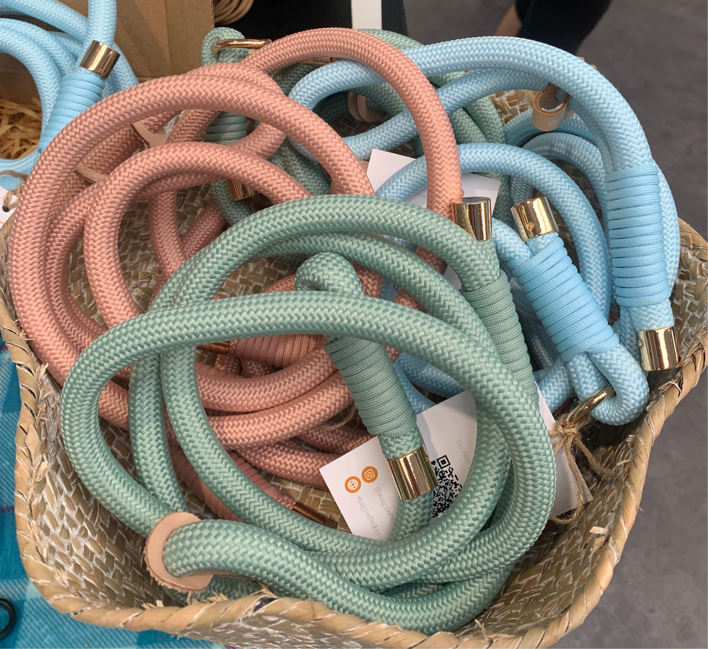 Baby Blue Rope Leash Flexible and Lightweight