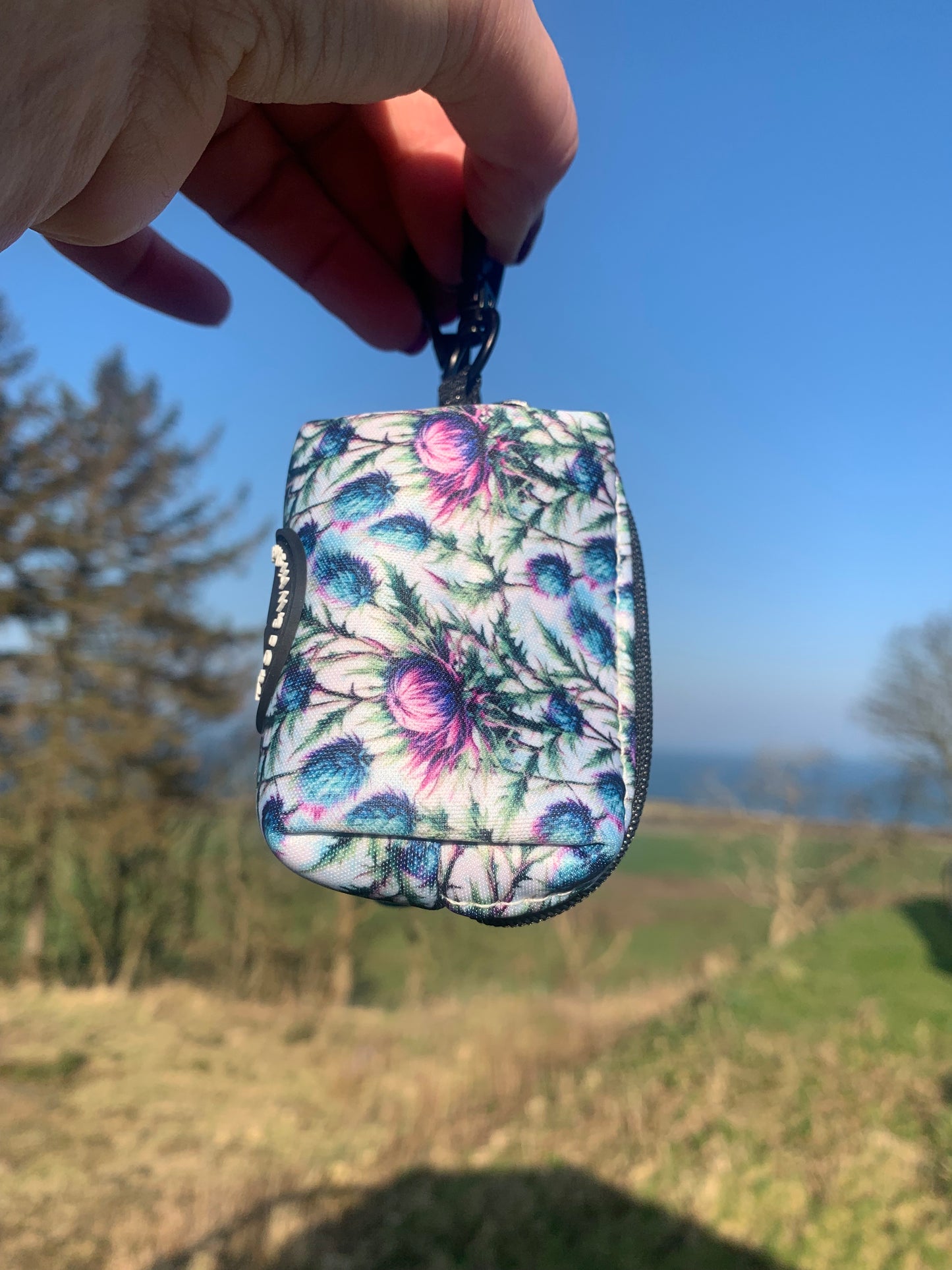 Lovely poo bag holder in Scottish thistle pattern