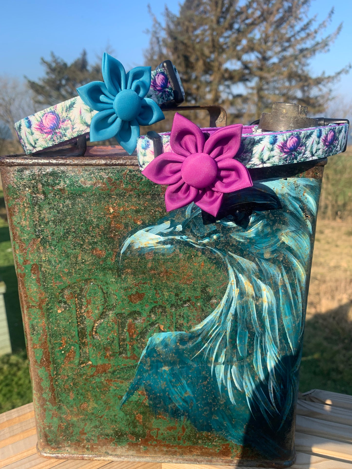 Magenta Flower Collar Accessory