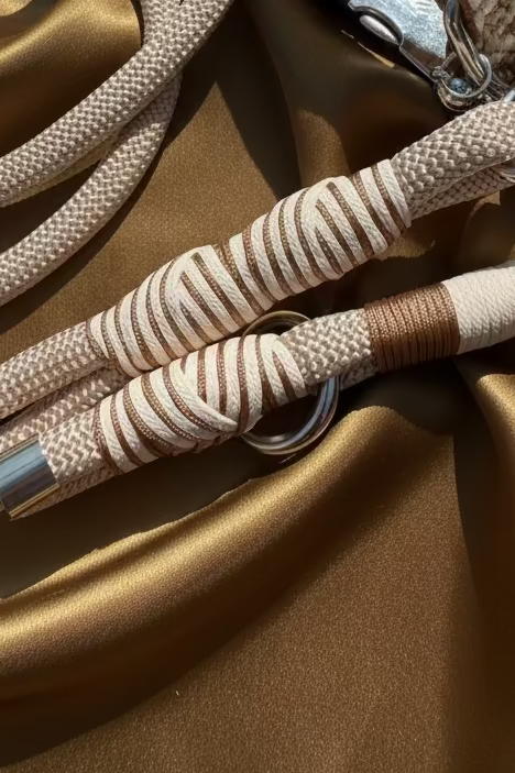 Cream Jacquard Collar & Multiway Leash Set