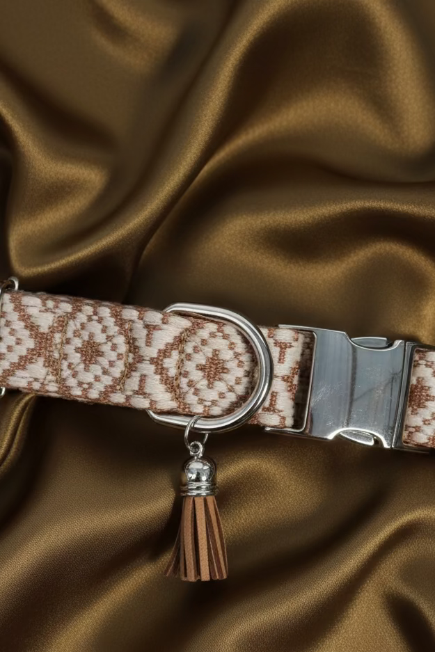 Cream Jacquard Collar & Multiway Leash Set