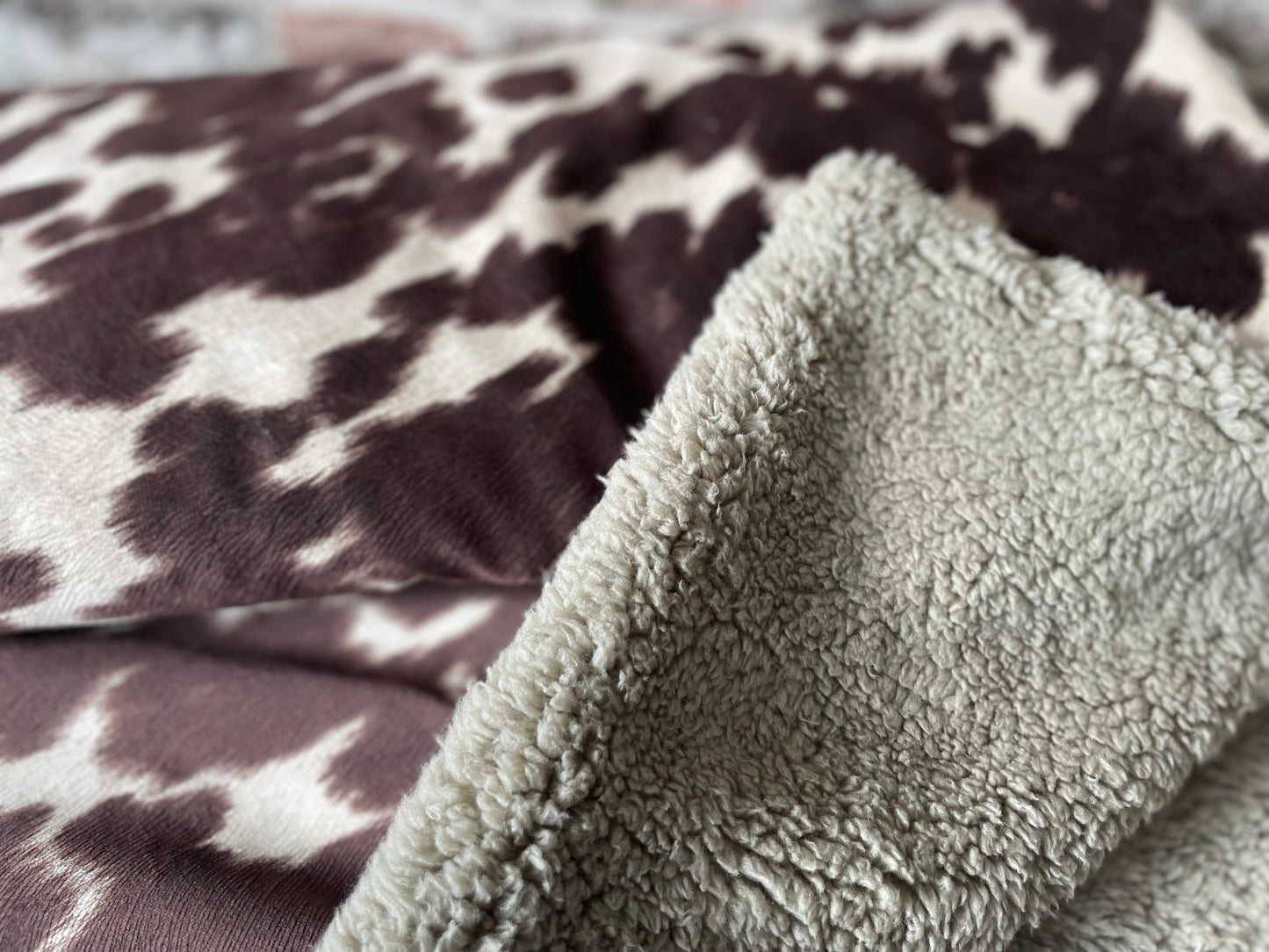 Luxury Handcrafted Faux Cow Hide Dog/Pet Blanket/Sofa Protector