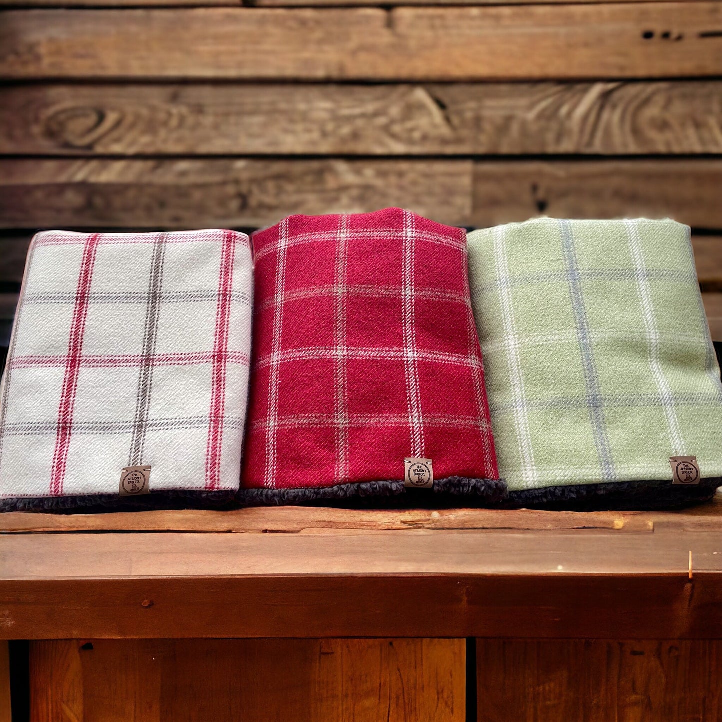 Regular Luxury Handcrafted Knighthayes Cream/red/grey check Dog/pet Blanket