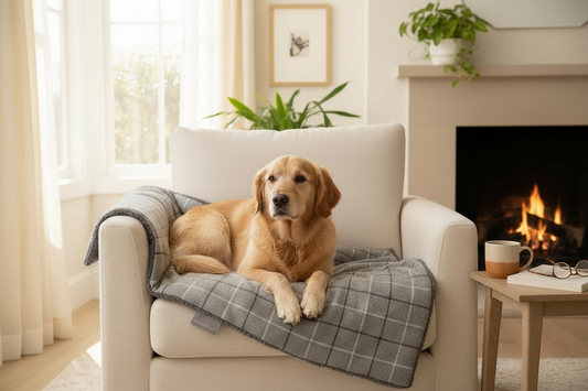 Luxury Handcrafted Harris Grey Check Dog/pet Blanket