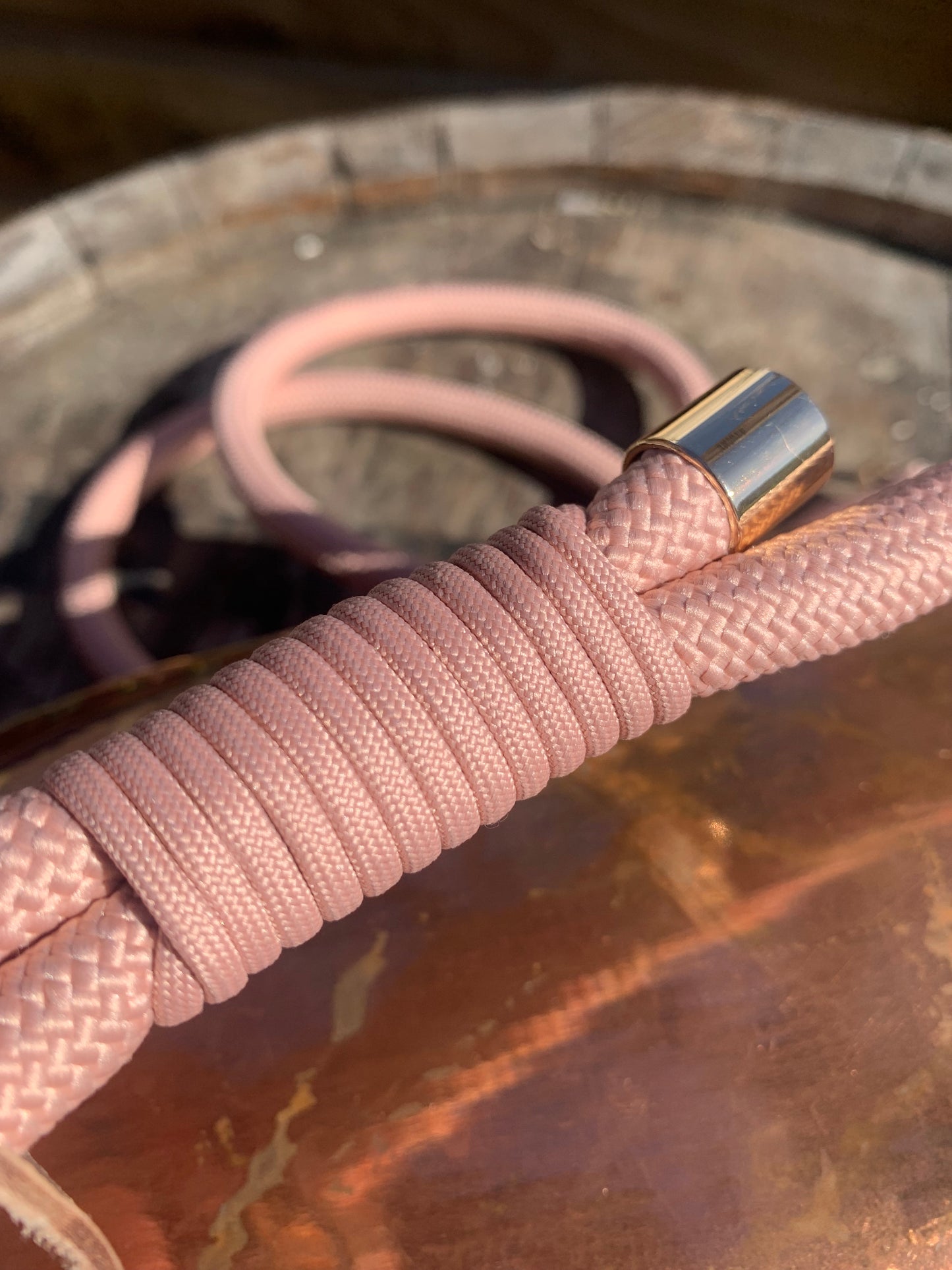 Rose gold and blush pink rope pet lead 