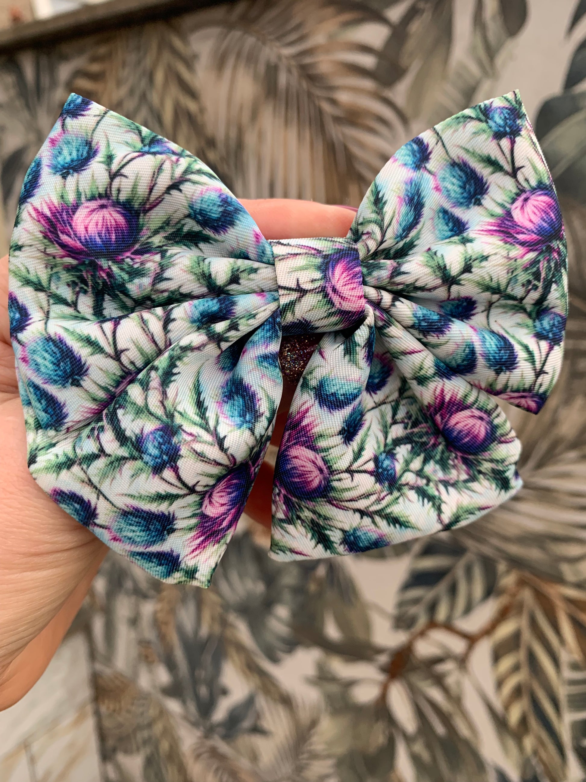 Sailor bow pet collar accessory Scottish thistle 