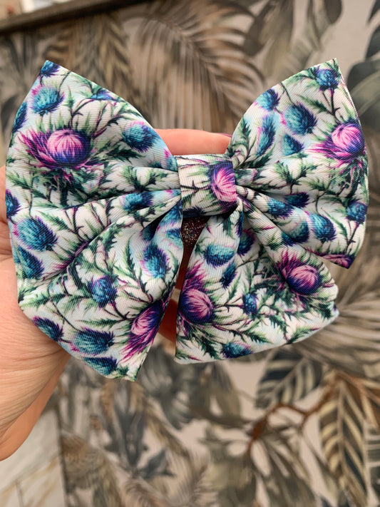 Sailor bow pet collar accessory Scottish thistle 