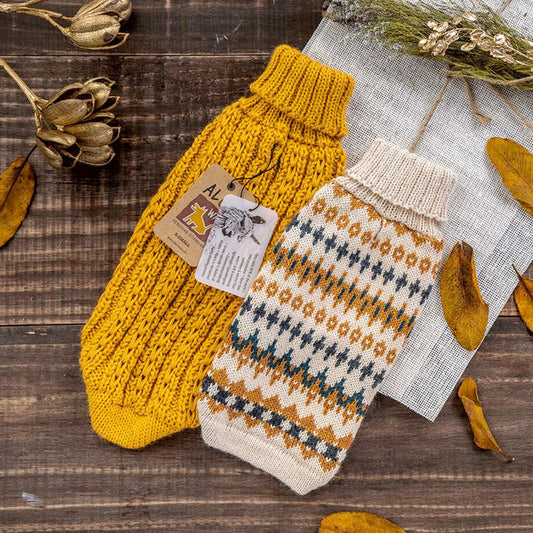 "Golden Dreams" Handmade Alpaca Wool Dog Jumper
